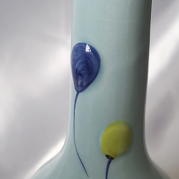 Blue Glaze Bud Vase With Balloons and Geese - Picture 6 of 6